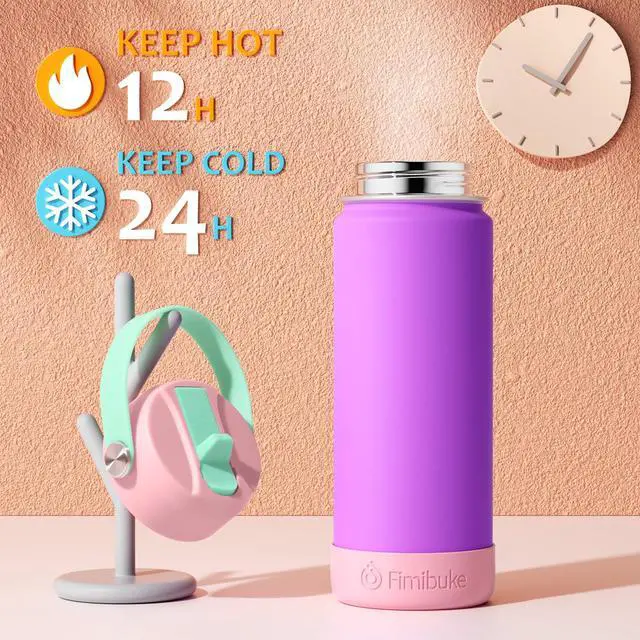 Alt view image 3 of 7 - Kids Insulated Water Bottle, 18oz BPA FREE Kids Cups with Straw Double Wall Vacuum Tumbler 18/8 Stainless Steel Leak Proof Toddler Water Bottle for School Boys Girls (2 Pack, Ocean Life)