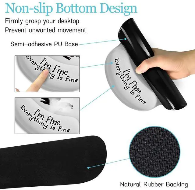 Alt view image 6 of 7 - Desk Mat Set, Large Gaming Mouse Pad with Wrist Rest, Ergonomic Mouse Pad Keyboard Mat Wrist Support, Cup Coaster, Home Office Desk Accessories Decor Supplies, Funny Black Cat