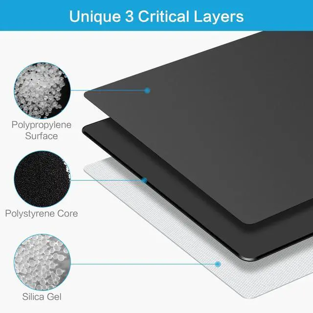 Alt view image 2 of 7 - Hard Mouse Pad,Unique 3 Layers Mouse Pad with Plastic Surface,Compatible with High DPI Mice Quick Gestures Enhance Precision for Gaming and Office-Large (11.6"x9.5") Black (Black - 1 pc)