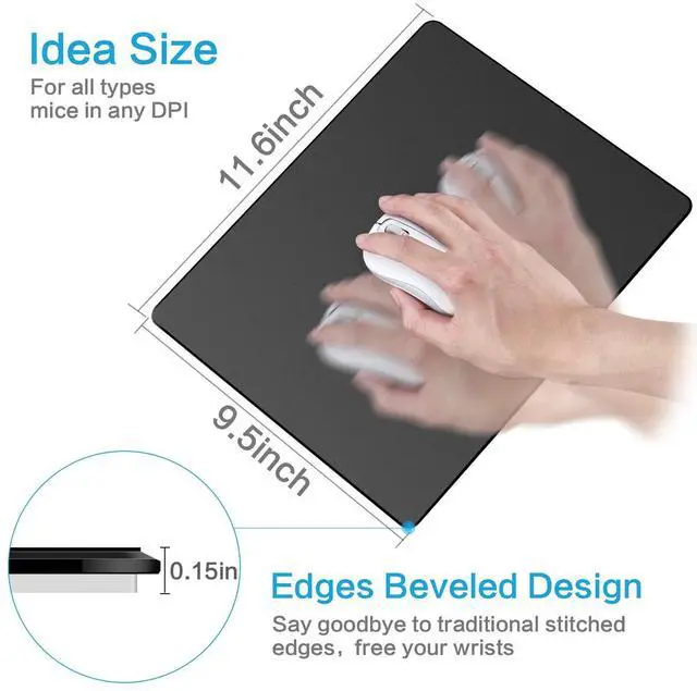 Alt view image 6 of 7 - Hard Mouse Pad,Unique 3 Layers Mouse Pad with Plastic Surface,Compatible with High DPI Mice Quick Gestures Enhance Precision for Gaming and Office-Large (11.6"x9.5") Black (Black - 1 pc)