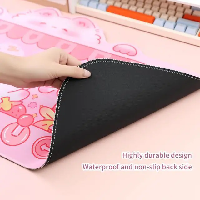 Alt view image 3 of 7 - Cute Cat Desk Pad Kawaii Kitty Claw Machine Desk Mat, Pink Switch Large Gaming Mouse Pad, Funny Deskmat Mousepad, Anime Laptop Keyboard Pad Office Home Decor for Women Girls, Coral