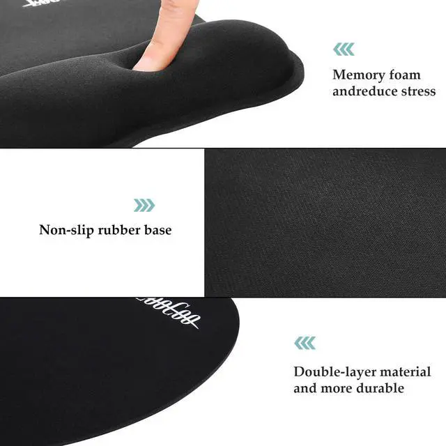 Alt view image 4 of 7 - Ergonomic Mouse Pad with Wrist Support, Mousepad with Memory Foam Wrist Rest and Non-Slip Base for Computer, Cafe, Home & Office, 9.64 x 8.26 in Office Desk Accessories