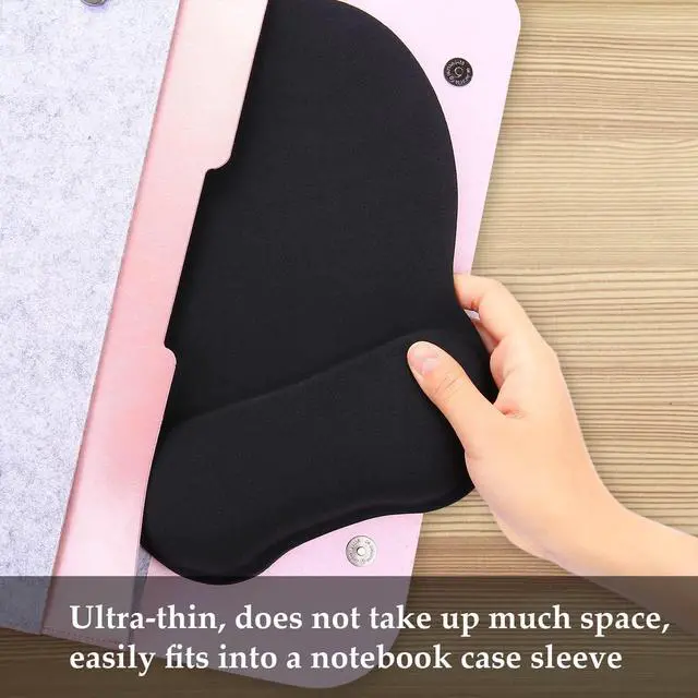 Alt view image 6 of 7 - Ergonomic Mouse Pad with Wrist Support, Mousepad with Memory Foam Wrist Rest and Non-Slip Base for Computer, Cafe, Home & Office, 9.64 x 8.26 in Office Desk Accessories