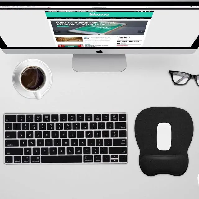 Alt view image 7 of 7 - Ergonomic Mouse Pad with Wrist Support, Mousepad with Memory Foam Wrist Rest and Non-Slip Base for Computer, Cafe, Home & Office, 9.64 x 8.26 in Office Desk Accessories