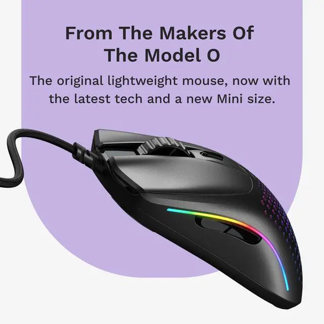 Alt view image 2 of 7 - Gaming - Superlight Wired PC Gaming Mouse with Honeycomb Shell, 6 Programmable Buttons, RGB Lighting & PTFE Skates - Model O 2 Mini, Matte Black