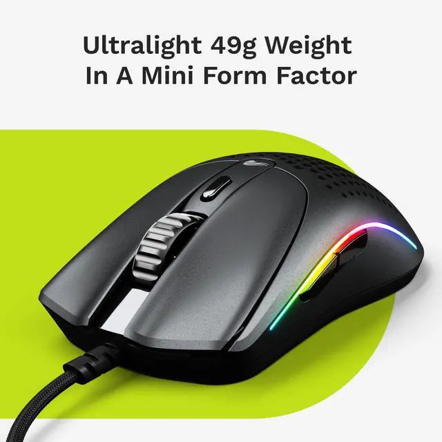Alt view image 3 of 7 - Gaming - Superlight Wired PC Gaming Mouse with Honeycomb Shell, 6 Programmable Buttons, RGB Lighting & PTFE Skates - Model O 2 Mini, Matte Black