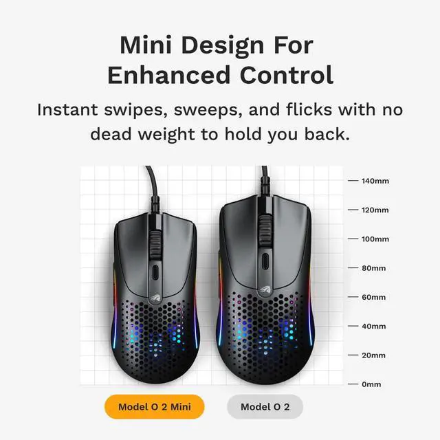 Alt view image 4 of 7 - Gaming - Superlight Wired PC Gaming Mouse with Honeycomb Shell, 6 Programmable Buttons, RGB Lighting & PTFE Skates - Model O 2 Mini, Matte Black