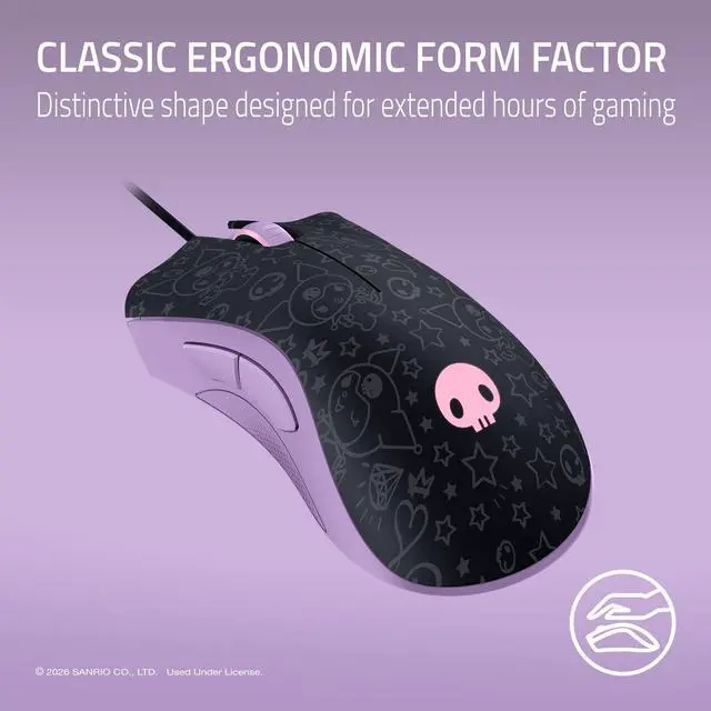 Alt view image 5 of 7 - DeathAdder Essential Ergonomic Wired Gaming Mouse 6400 DPI Optical Sensor, 5 Programmable Buttons, Mechanical Switches, Rubber Side Grips Kuromi Edition