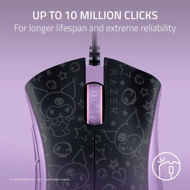 Alt view image 4 of 7 - DeathAdder Essential Ergonomic Wired Gaming Mouse 6400 DPI Optical Sensor, 5 Programmable Buttons, Mechanical Switches, Rubber Side Grips Kuromi Edition