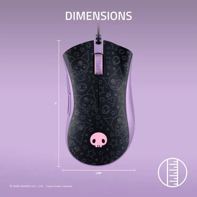Alt view image 6 of 7 - DeathAdder Essential Ergonomic Wired Gaming Mouse 6400 DPI Optical Sensor, 5 Programmable Buttons, Mechanical Switches, Rubber Side Grips Kuromi Edition
