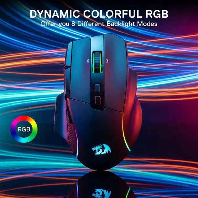 Alt view image 6 of 7 - Wireless Gaming Mouse, 26,000 Max DPI Optical RGB Mice with 10 Programmable Buttons, Hyper-Fast Scroll, Software Supports DIY Keybinds & DPI, Black