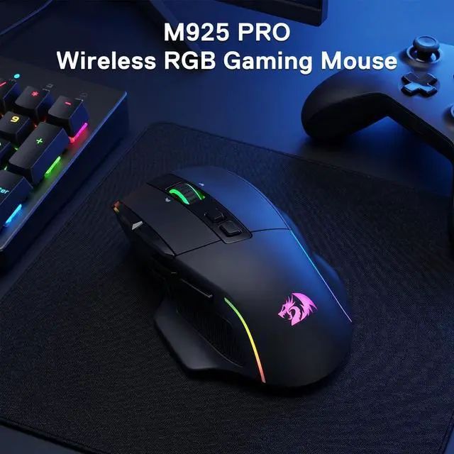 Alt view image 7 of 7 - Wireless Gaming Mouse, 26,000 Max DPI Optical RGB Mice with 10 Programmable Buttons, Hyper-Fast Scroll, Software Supports DIY Keybinds & DPI, Black