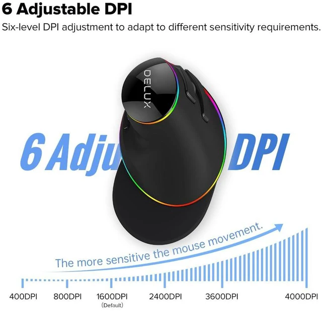 Alt view image 4 of 7 - Ergonomic Vertical Mouse, Wired Ergo Mouse for Large Hands, 6 Programmable Buttons, Up to 12800 DPI, Removable Wrist Rest, Vibrant RGB Backlit, for Windows 7/8/10/XP/Vista (M618Plus RGB-Wired)