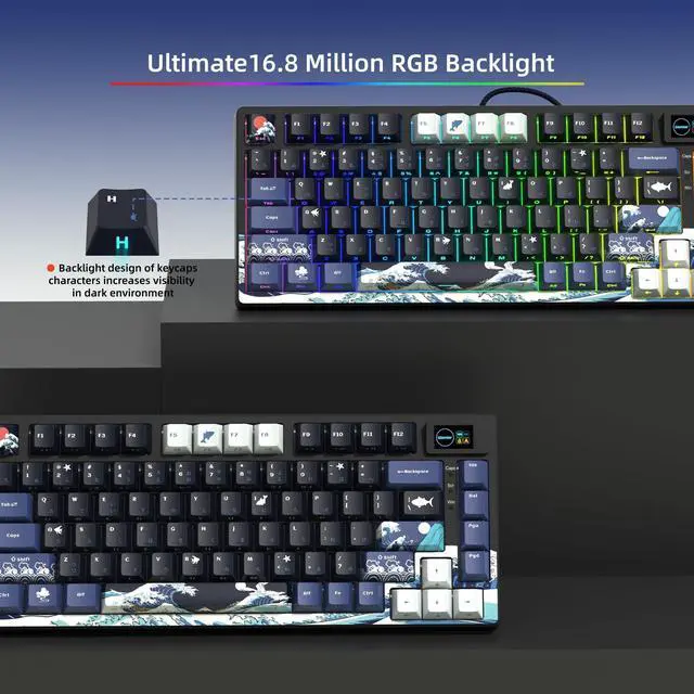 Alt view image 4 of 6 - 75% Keyboard with Color Multimedia Display Gaming Keyboard
