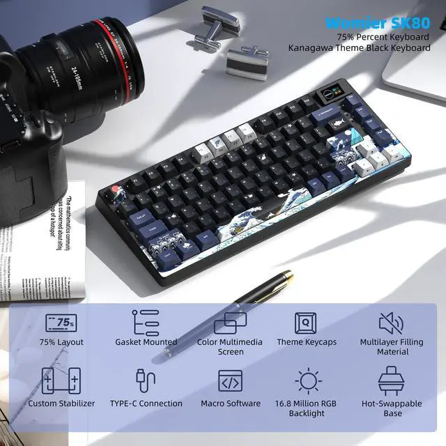 Alt view image 6 of 6 - 75% Keyboard with Color Multimedia Display Gaming Keyboard