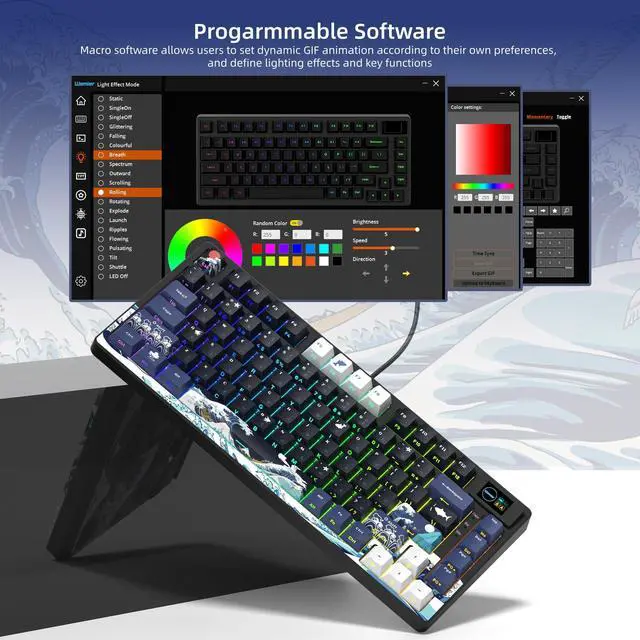 Alt view image 5 of 6 - 75% Keyboard with Color Multimedia Display Gaming Keyboard