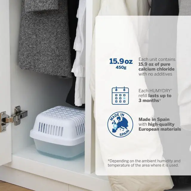 Alt view image 3 of 7 - Moisture Absorber Dehumidifier, Smart 2 Pack 15.9oz with 4 Refills, Up to 400 sq ft, 360 Days Humidity Control, Fights Summer Humidity, No Electricity, Reusable for Home, RV & Boat