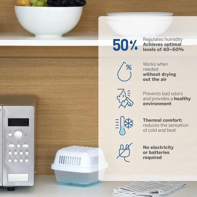 Alt view image 4 of 7 - Moisture Absorber Dehumidifier, Smart 2 Pack 15.9oz with 4 Refills, Up to 400 sq ft, 360 Days Humidity Control, Fights Summer Humidity, No Electricity, Reusable for Home, RV & Boat