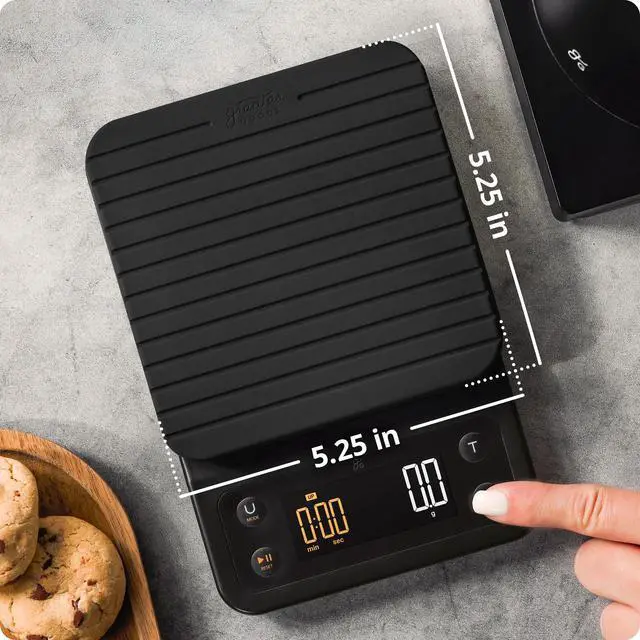 Alt view image 7 of 7 - Coffee Scale with Timer, 0.1g Precision Digital Espresso & Pour Over Scale for Chemex, V60, Drip & Matcha Weighing, Waterproof Silicone Cover, 6.6lb Barista Brew Capacity (Onyx Black)