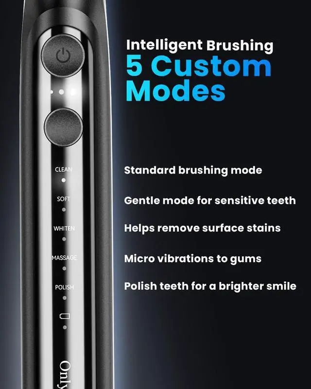 Alt view image 3 of 7 - Electric Toothbrush for Adults, Rechargeable Electric Toothbrush with 8 Brush Heads, Travel Case, Charging Base & Wireless Charging - 5 Modes with Smart Timer