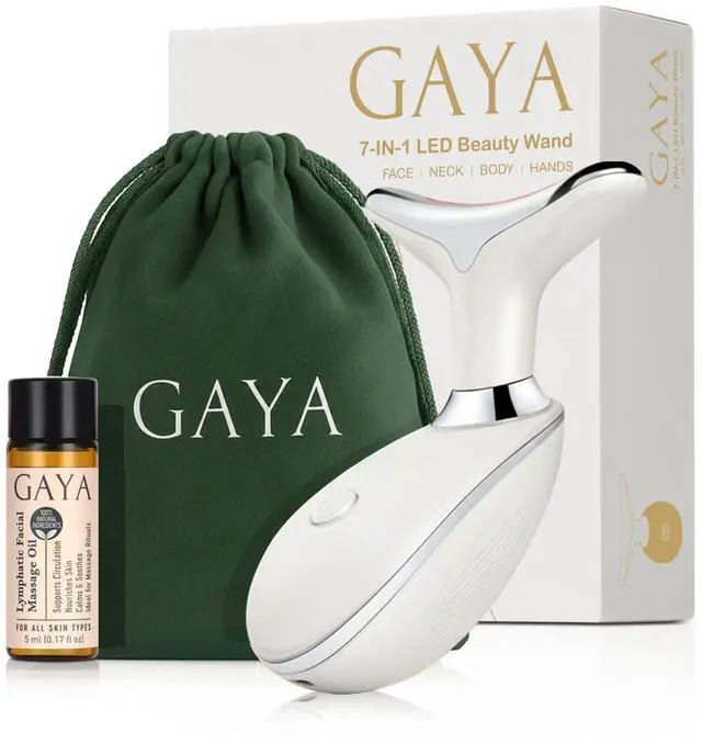 Main image of Red Light 7 in 1 LED Face and Neck Massager Beauty Wand with Gentle Warmth & Vibration for a Relaxing Skincare Routine, Includes Face Oil & Type-C Charging