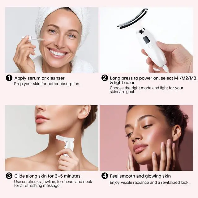 Alt view image 4 of 6 - 7-in-1 Beauty Massager for Face and Neck - Jawline Lifting & Firming - Face Lymphatic Drainage Massager for Anti Aging Wrinkle, Forehead Lines, and Dark Circles, White