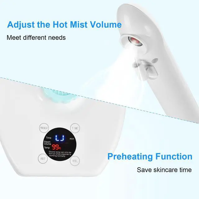Alt view image 6 of 7 - Professional Facial Steamer, Vaporizador Facial Steamer for Esthetician, Face Steamer on Wheels, Rocker Arm/Preheat/Hot Mist Adjustment/Timer Function, Facial Steamers for Home Salon Spa Skin Cleaning