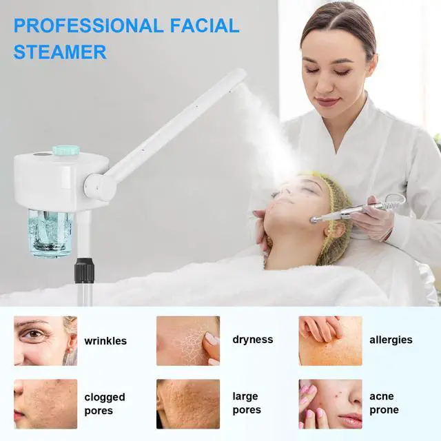 Alt view image 7 of 7 - Professional Facial Steamer, Vaporizador Facial Steamer for Esthetician, Face Steamer on Wheels, Rocker Arm/Preheat/Hot Mist Adjustment/Timer Function, Facial Steamers for Home Salon Spa Skin Cleaning