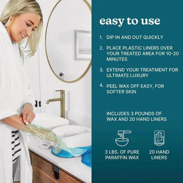 Alt view image 4 of 7 - Paraffin Wax Machine for Hands - Hypoallergenic Hot Wax Hand Therapy Machine to Soothe and Moisturize Hands - Includes 3 Pounds of Wax and 20 Hand Liners