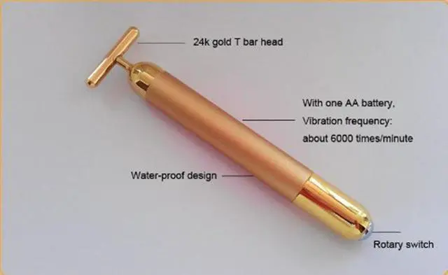 Alt view image 4 of 7 - Beauty Massage 24K Golden Anti-Aging Pulse Skin Care Gold Facial Roller Massage