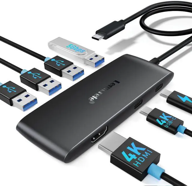 Main image of 7-in-1 USB-C Hub, Dual 4K USB-C DP Alt & HDMI, 100W PD