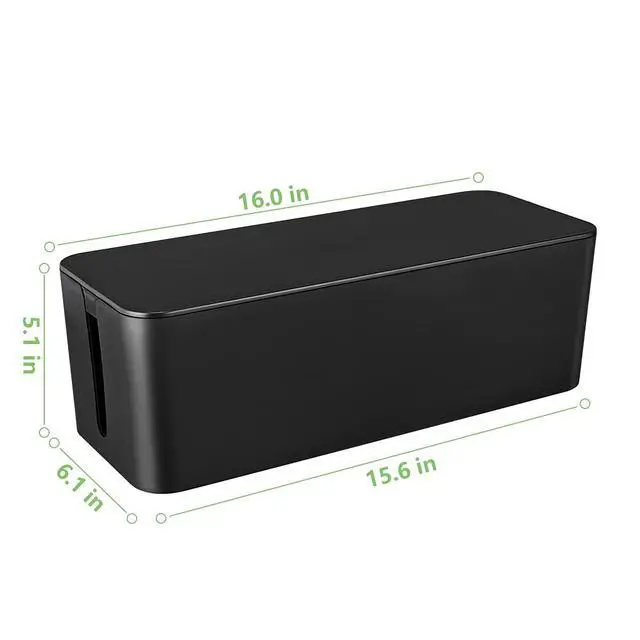 Alt view image 3 of 7 - Cable Management Box, Large Cord Organizer Box to Hide Power Strip & Under Desk,TV Computer Wires Cable Organizer Hider Box with Cable Clips&Reusable Cable Ties for Home/Office(Black)