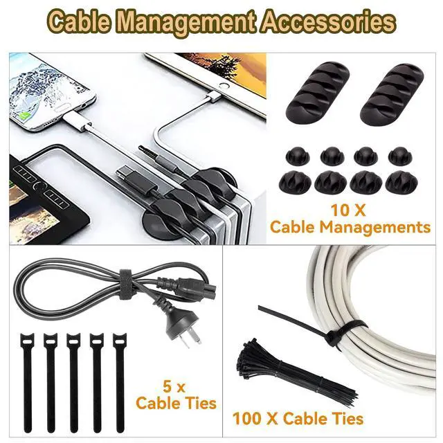 Alt view image 5 of 7 - Cable Management Box Cable Management Kit for Power Strip to Hide Wires,Cord Organizer Boxes,Safe ABS Material Wire Organizer of Cable Clips Sleeve for Home & Office,3Pack-128PCS/White
