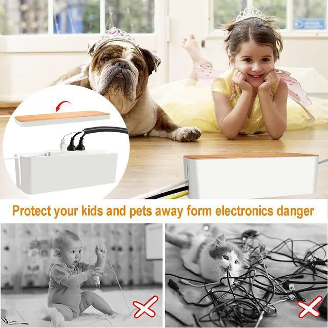 Alt view image 3 of 7 - Cable Management Box Cable Management Kit for Power Strip to Hide Wires,Cord Organizer Boxes,Safe ABS Material Wire Organizer of Cable Clips Sleeve for Home & Office,3Pack-128PCS/White
