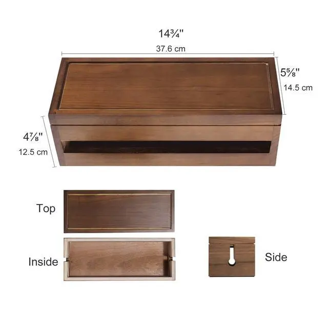 Alt view image 6 of 7 - Cable Management Box Wooden Cord Organizer Box for Extension Cord Power Stripe Surge Protector Wire Management Concealer Cover Hider for Desktop Home Office Kitchen (Brown)