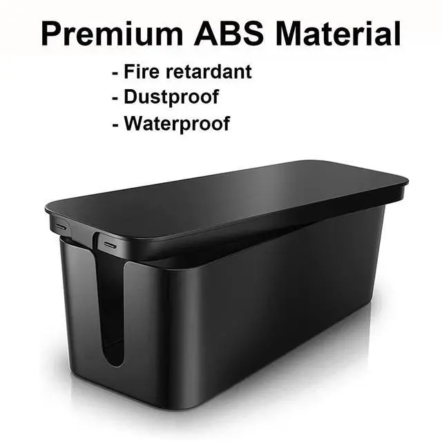 Alt view image 3 of 7 - Cable Management Box 3 Pack - Cord Organizer Box for Desk TV Computer - Large Medium Small Power Strip Cover & Wire Hider - Child & Pet Safe ABS Cord Box with Cable Ties - Black