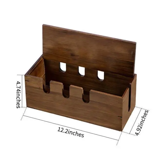 Alt view image 4 of 6 - Large Cable Management Box, Wooden Cord Hider Desk Organizer, Power Strip and Cord Hider Box, Surge Protector Floor Cable Organizer, for Desktop Home Office Kitchen