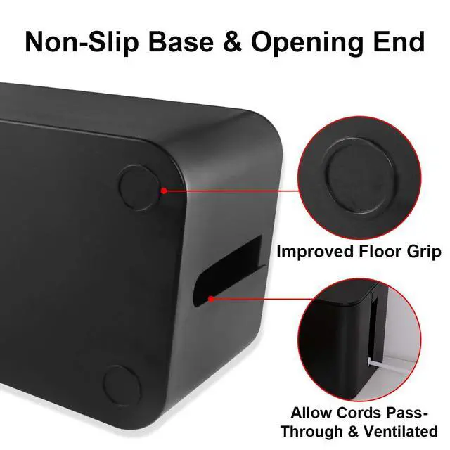 Alt view image 5 of 7 - Cable Management Box 3 Pack - Cord Organizer Box for Desk TV Computer - Large Medium Small Power Strip Cover & Wire Hider - Child & Pet Safe ABS Cord Box with Cable Ties - Black