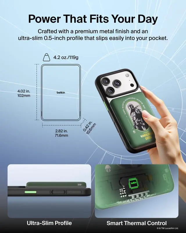 Alt view image 3 of 7 - Magnetic Power Bank 5,000mAh, Slim Portable Charger w/Magnetic Ring and USB C Port, Wireless Battery Pack USB C Charger for iPhone 17, iPad, Galaxy, Pixel, Tablet, Travel