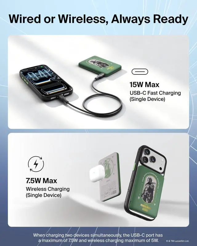 Alt view image 4 of 7 - Magnetic Power Bank 5,000mAh, Slim Portable Charger w/Magnetic Ring and USB C Port, Wireless Battery Pack USB C Charger for iPhone 17, iPad, Galaxy, Pixel, Tablet, Travel