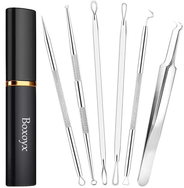 Main image of Pimple Popper Tool Kit - 6 Pcs Blackhead Remover Comedone Extractor Tool Kit with Metal Case for Quick and Easy Removal of Pimples, Blackheads, Zit Removing, Forehead, Facial and Nose(Silver)