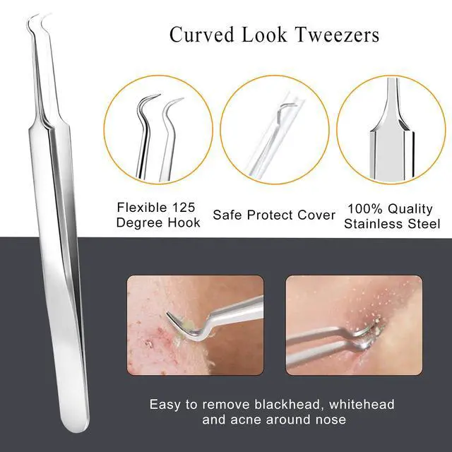 Alt view image 5 of 7 - Pimple Popper Tool Kit - 6 Pcs Blackhead Remover Comedone Extractor Tool Kit with Metal Case for Quick and Easy Removal of Pimples, Blackheads, Zit Removing, Forehead, Facial and Nose(Silver)
