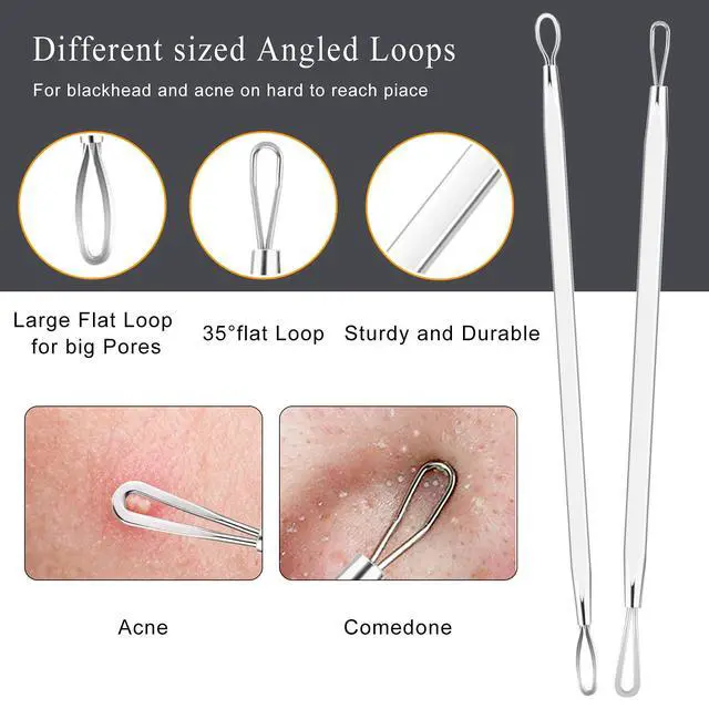 Alt view image 3 of 7 - Pimple Popper Tool Kit - 6 Pcs Blackhead Remover Comedone Extractor Tool Kit with Metal Case for Quick and Easy Removal of Pimples, Blackheads, Zit Removing, Forehead, Facial and Nose(Silver)