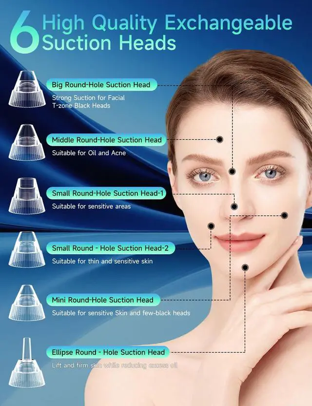 Alt view image 7 of 7 - Visible Blackhead Remover Pore Vacuum,5 Suction Levels,6 Probes,Heating Facial Deep Cleansing,6MP HD Camera 25X Magnification Facial Pore Acne,Comedone Whitehead Extractor Tools for Women Men