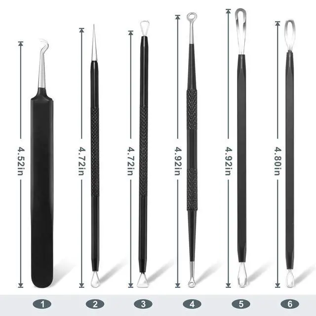 Alt view image 3 of 7 - Blackhead Remover Pimple Popper Tool Kit - (6 Piece Kit) - Professional Stainless Pimples Comedone Extractor Removal Tool