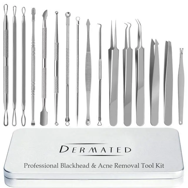 Alt view image 7 of 7 - 16 Pcs Blackhead Remover Tools 410 Grade Stainless Steel | Pimple Popper Tool Kit | Stainless Steel Professional Pimple Extractor Tool Kit for Blackheads, Comdone, Acne, Zit, and Whiteheads