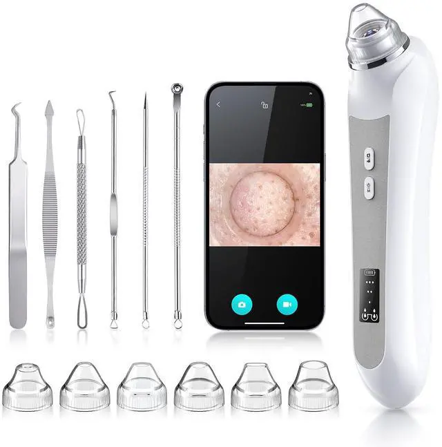 Main image of Blackhead Remover Vacuum, Black Head Remover for Face with Camera, Pore Vacuum for Men and Women, USB Interface Type Blackhead Remover Tools, 6 Suction Heads & 3 Adjustment Modes (Grey)