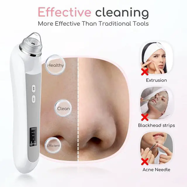 Alt view image 4 of 7 - Blackhead Remover Vacuum, Black Head Remover for Face with Camera, Pore Vacuum for Men and Women, USB Interface Type Blackhead Remover Tools, 6 Suction Heads & 3 Adjustment Modes (Grey)