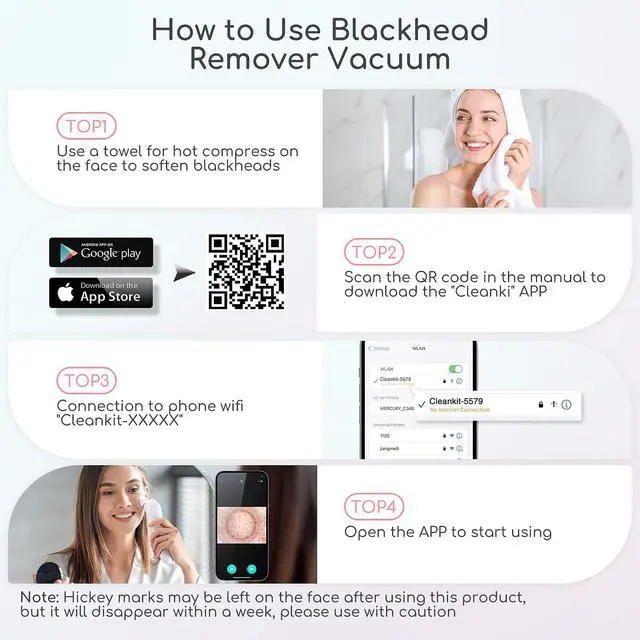 Alt view image 6 of 7 - Blackhead Remover Vacuum, Black Head Remover for Face with Camera, Pore Vacuum for Men and Women, USB Interface Type Blackhead Remover Tools, 6 Suction Heads & 3 Adjustment Modes (Grey)