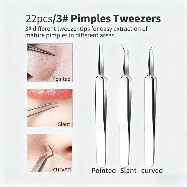 Alt view image 4 of 7 - Pimple Popper Tool, Blackhead Remover Acne and Zit Comedone Extractor Kit